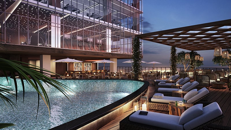Rooftop lounge at GYGY commercial project